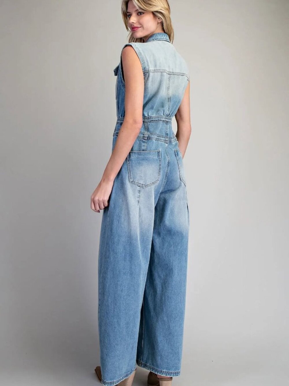 Snow washed Button Down Jumpsuit